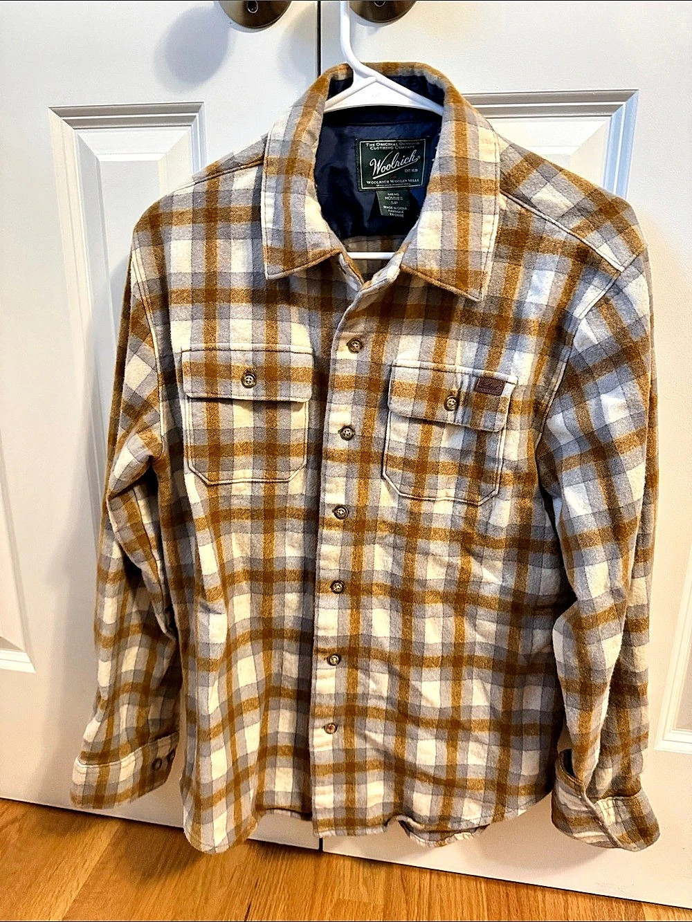 Woolrich Plaid Button Down Shirt in Brown & Gray